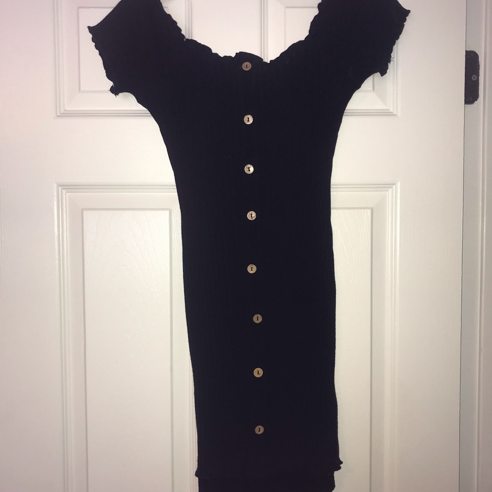 Black button Mini Dress.
